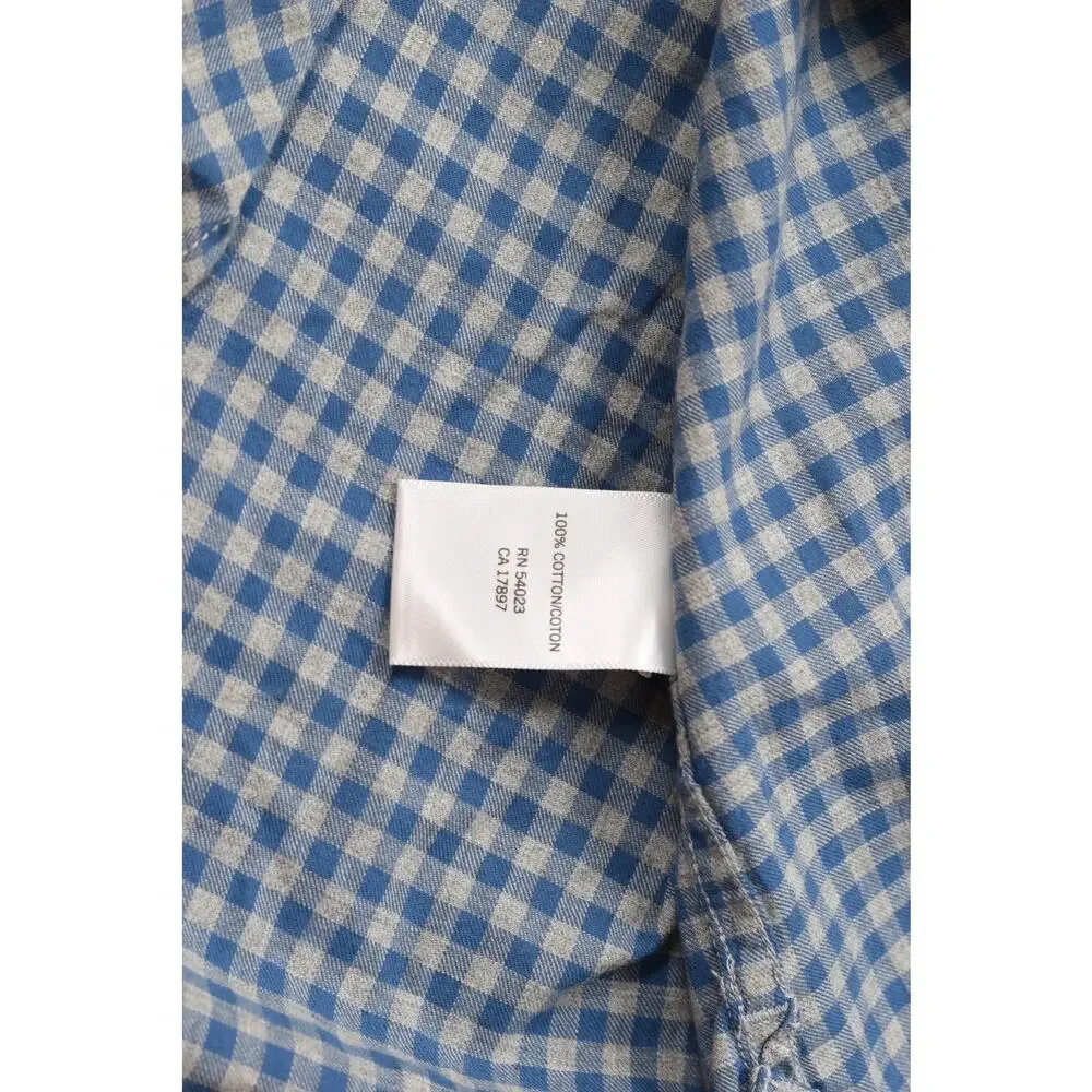 Banana Republic Men's Size L Blue Gingham Cotton Button Down Long Sleeve Shirt